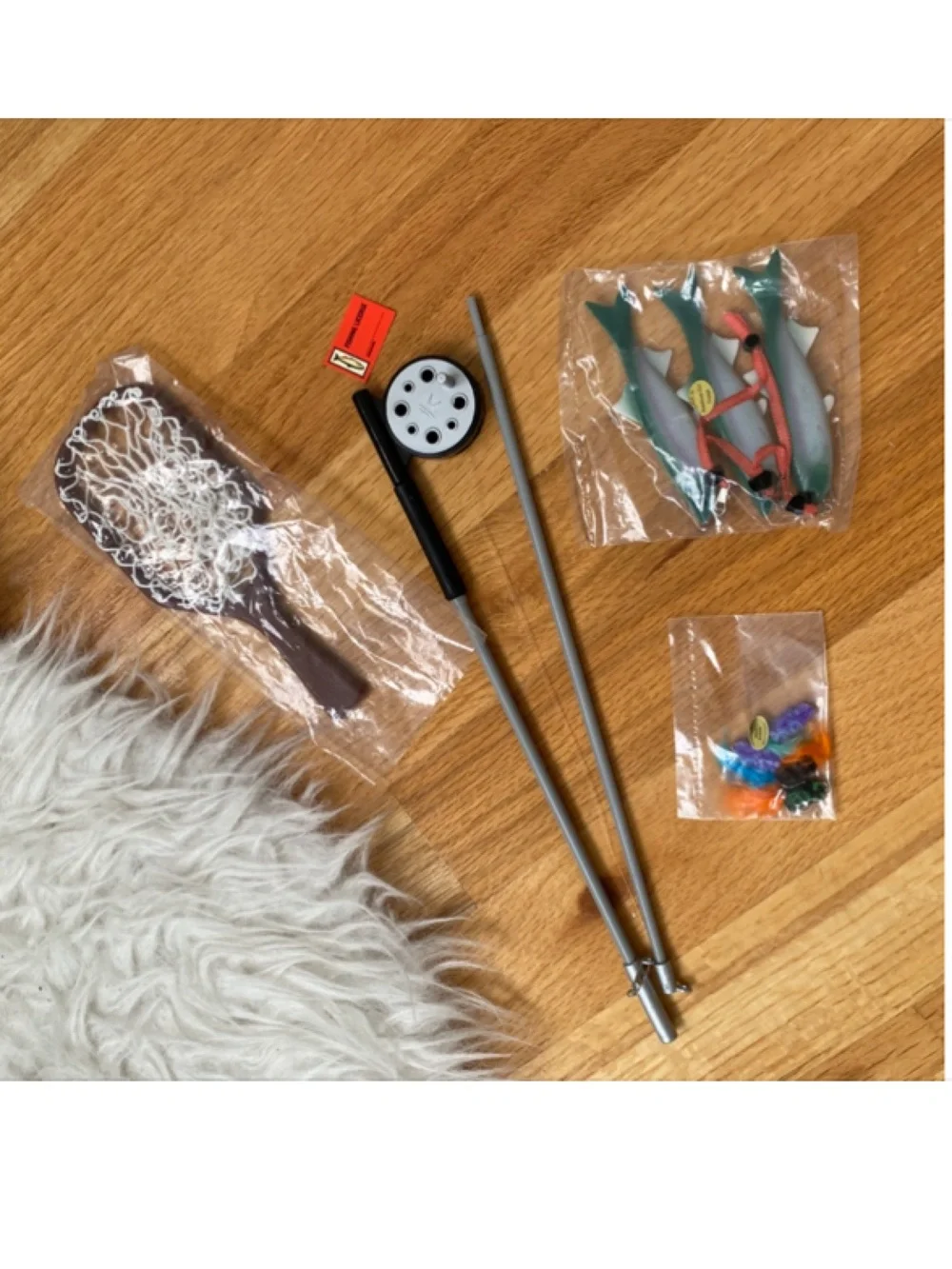 American Girl of Today Fly Fishing Set with Net, Pole, Fish Colorful Lures NEW